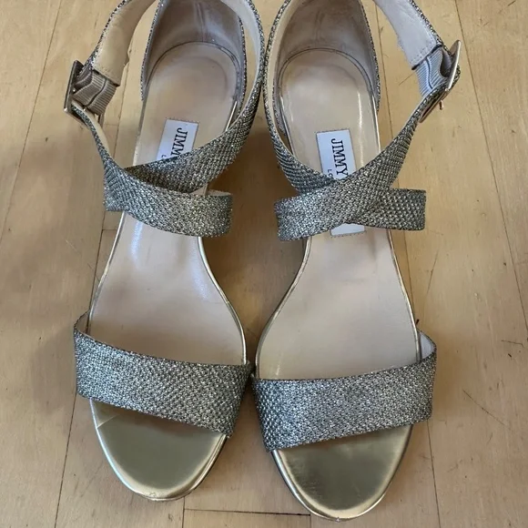 Jimmy Choo Chiara Glitter Demi-wedge Sandal, 37/7 GD1202 - Picture 2 of 10